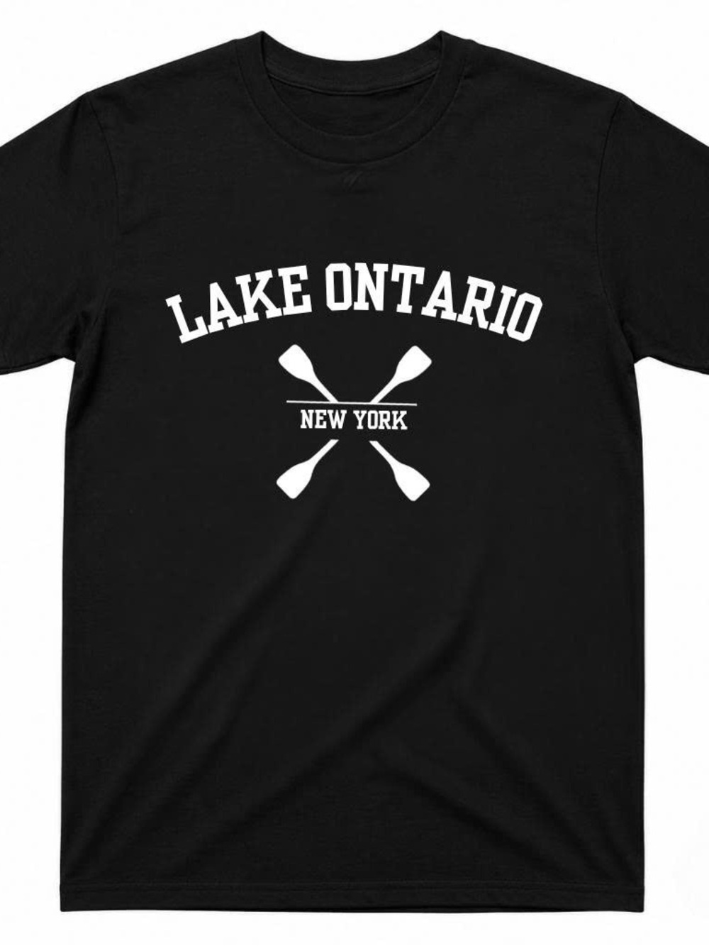 Gildan Black Tee with White Lake Ontario Boating